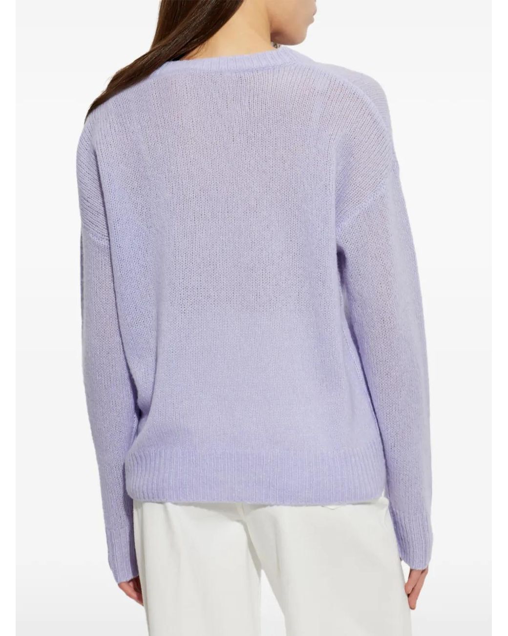 Lisa Yang Purple Lova Ribbed-Trim Sweater