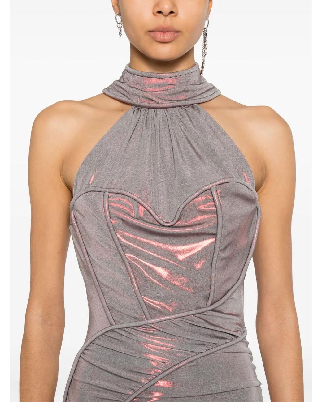 MITILIANE COUTURE Gray Draped Midi Dress