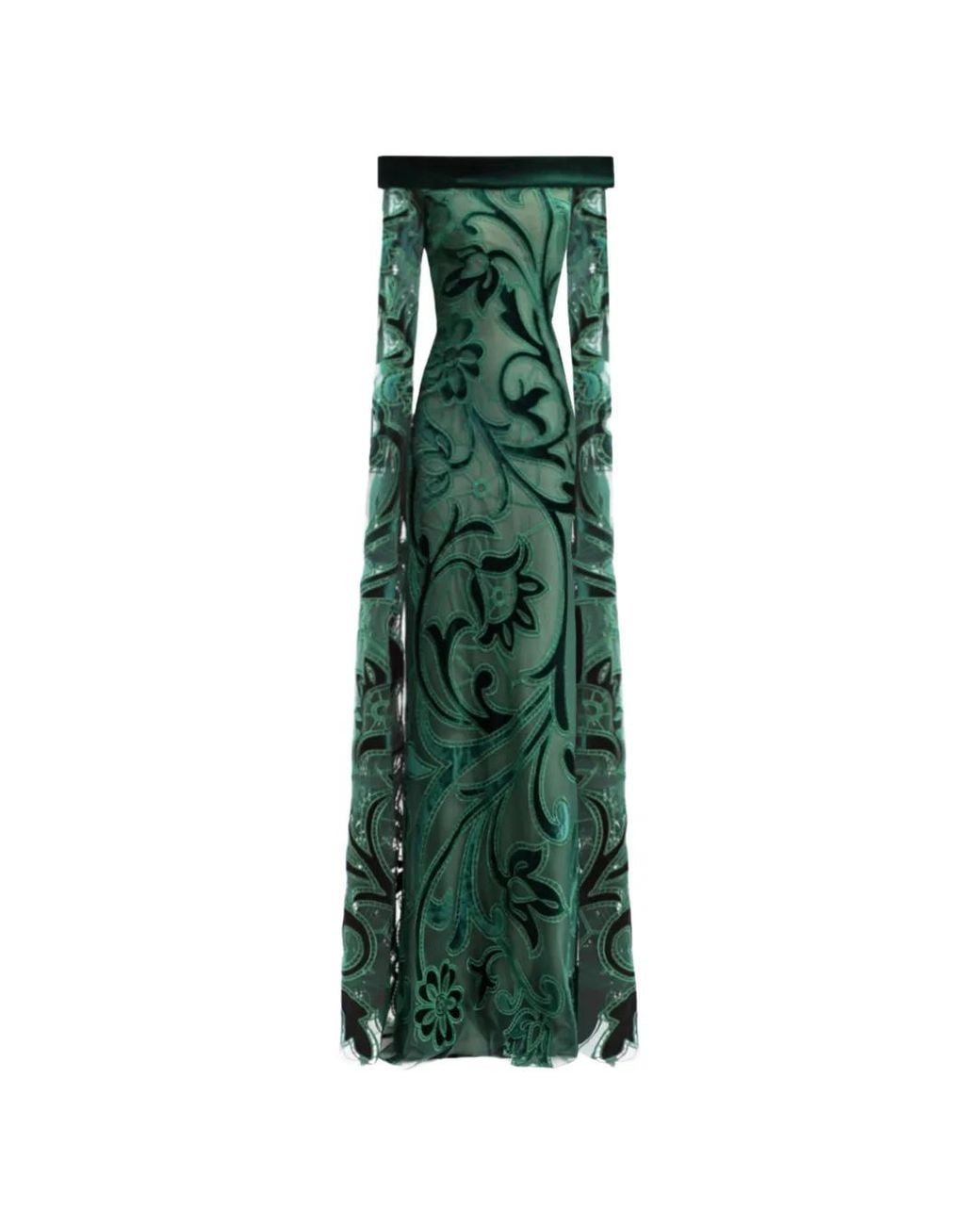 Gemy Maalouf Green Off-Shoulder Maxi Dress
