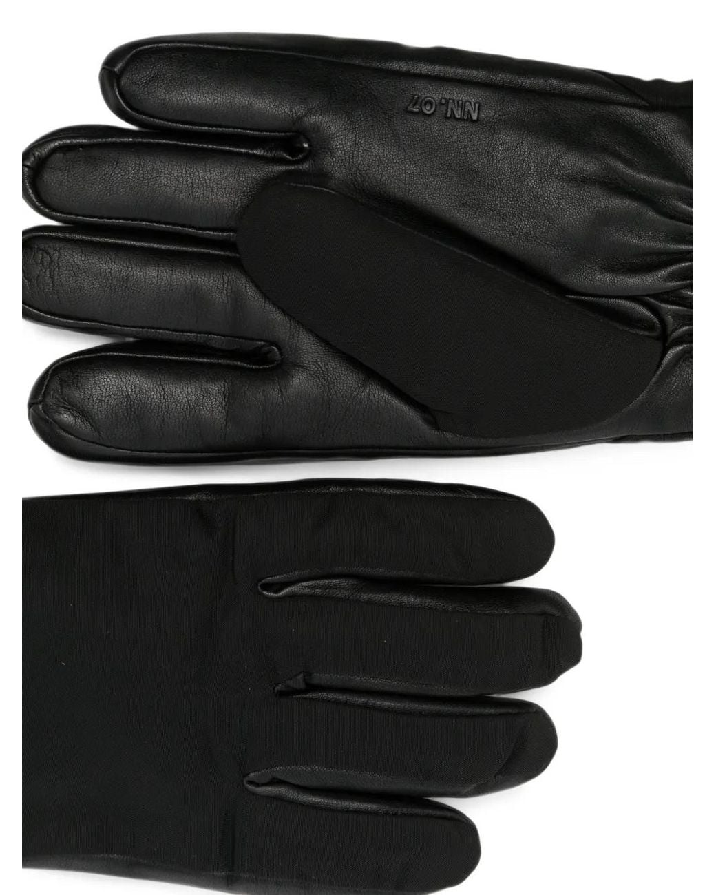 NN07 Black Leather-Panelled Gloves for men