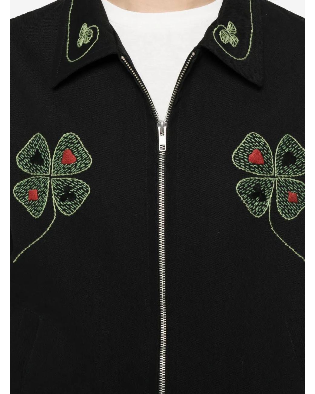 Bode Black Veste Lucky Draw À Broderies for men