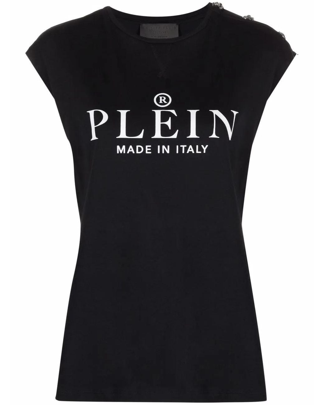 Philipp Plein Black Ss Logo-Print T-Shirt