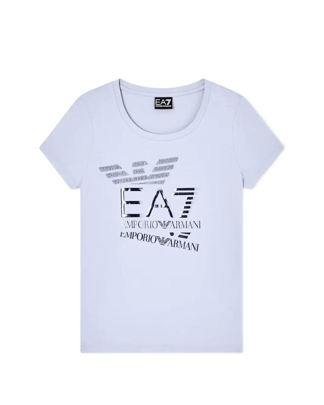 EA7 Blue Logo-Print T-Shirt