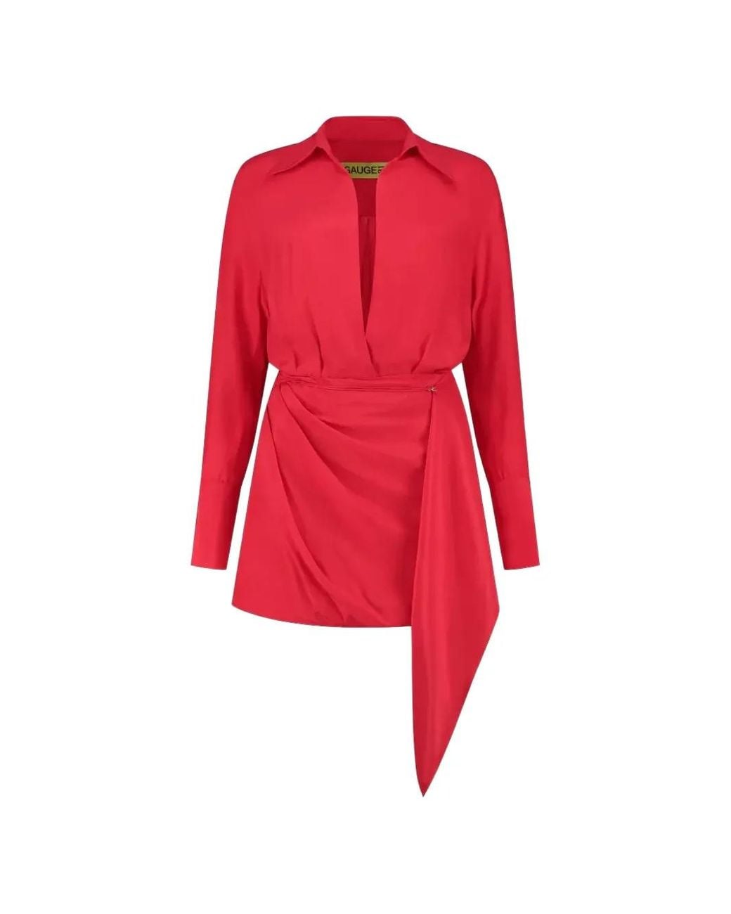 GAUGE81 Red Gravia Asymmetric Mini Dress
