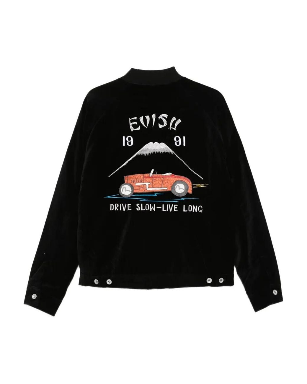 Evisu Black Embroidered Bomber Jacket for men