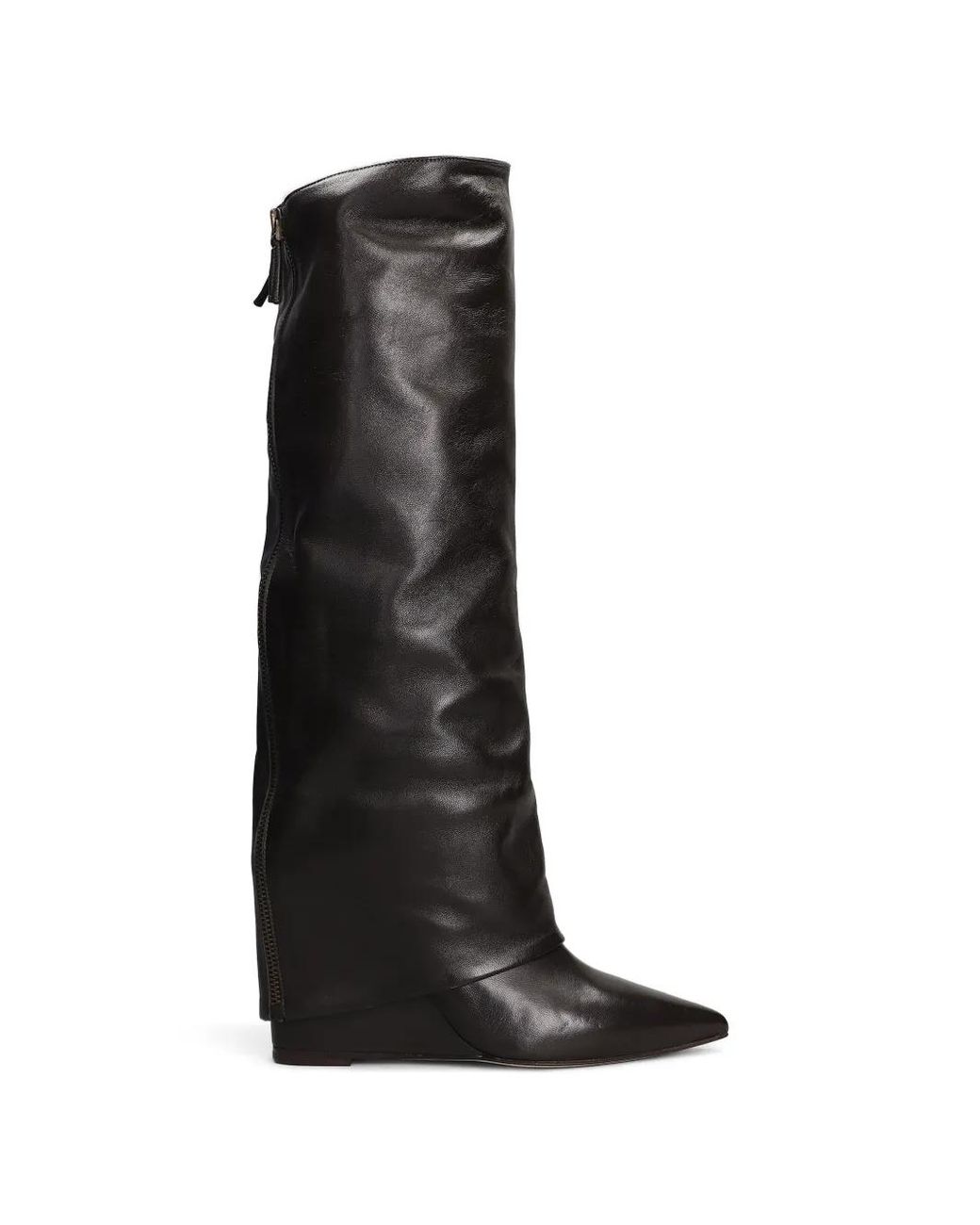 The Seller Black Pointed-Toe Wedge Boots