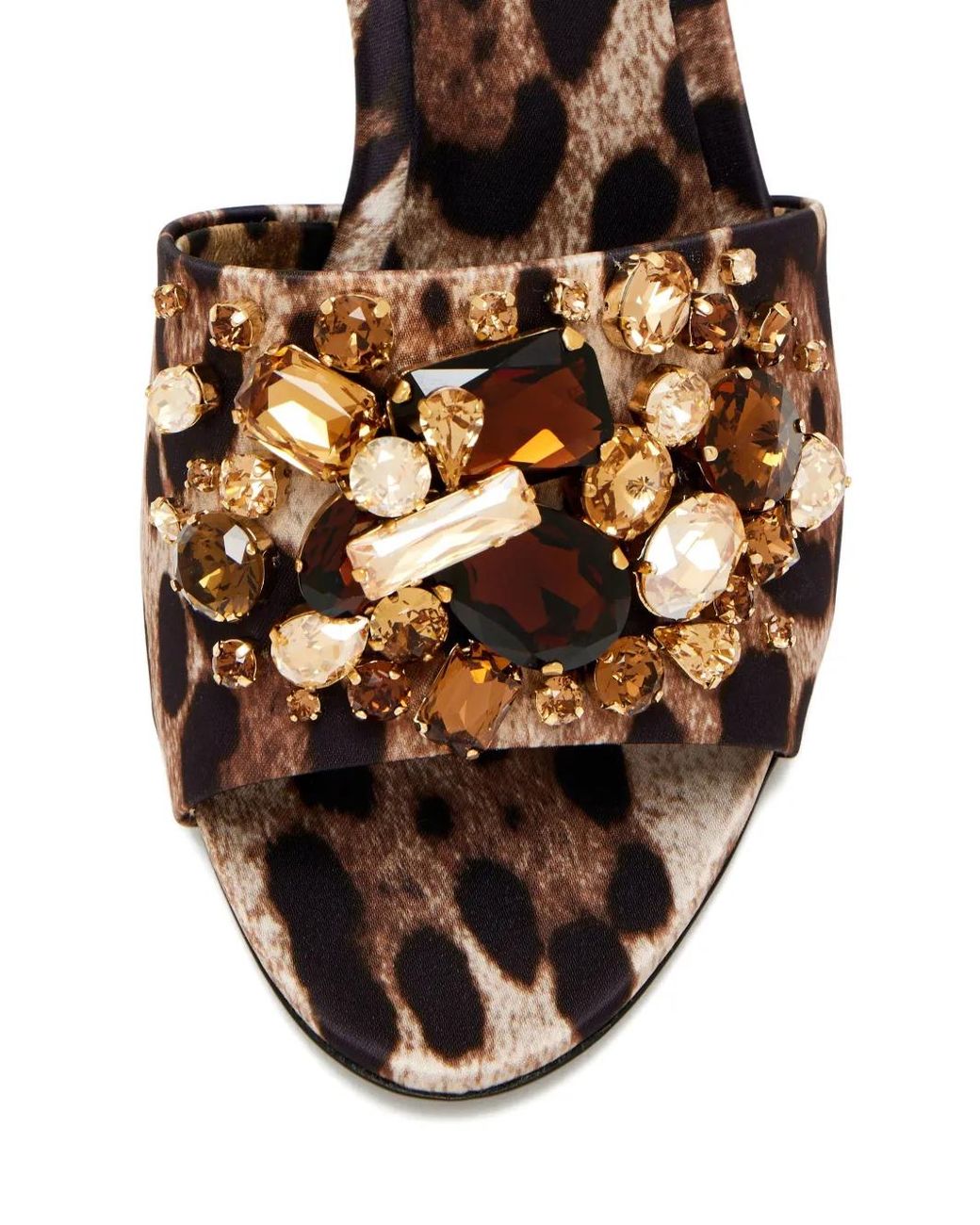 Dolce & Gabbana Brown Satin Mules With Embellishments