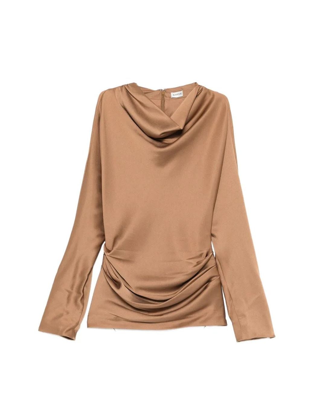 Jonathan Simkhai Natural Victoria Draped Cowl-Neck Top