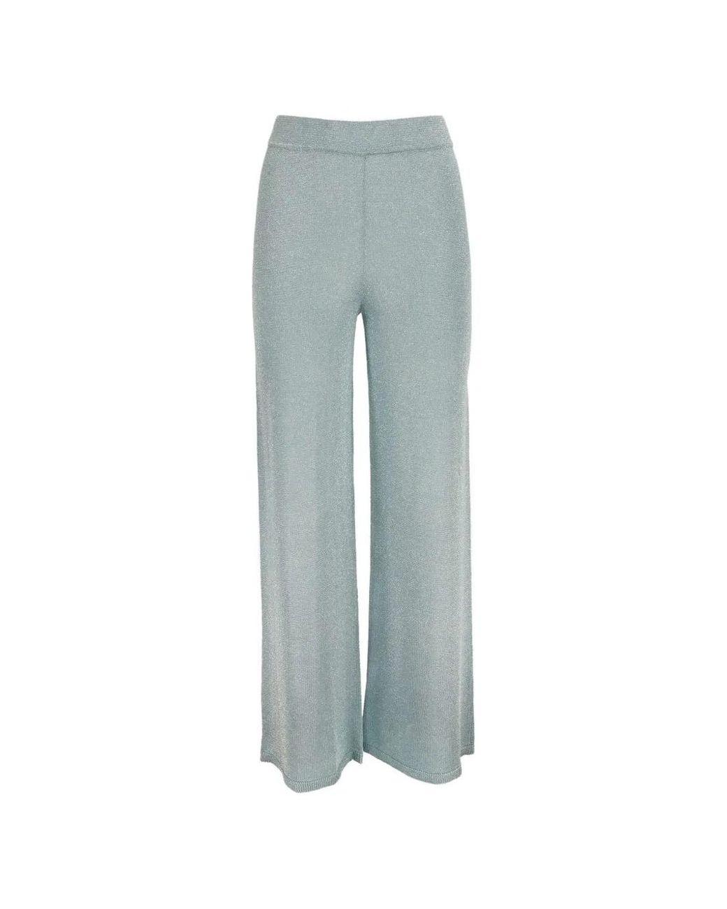 Kangra Blue Pantalon Palazzo Métallisé En Maille