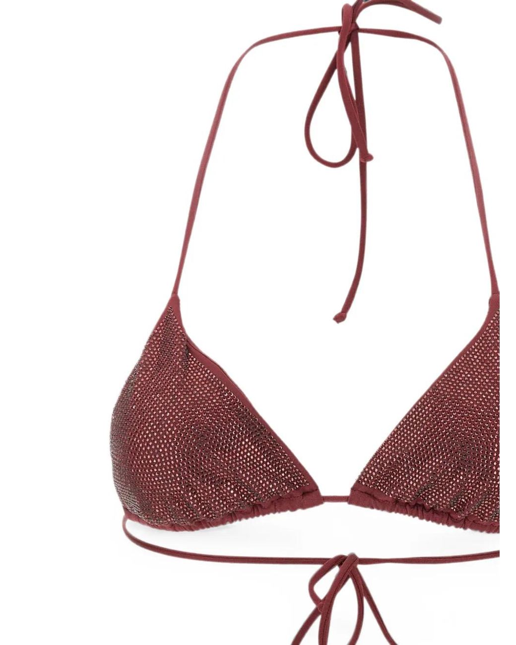 Mc2 Saint Barth Pink Annabelle Triangle Bikini Top With Applied Strass Details