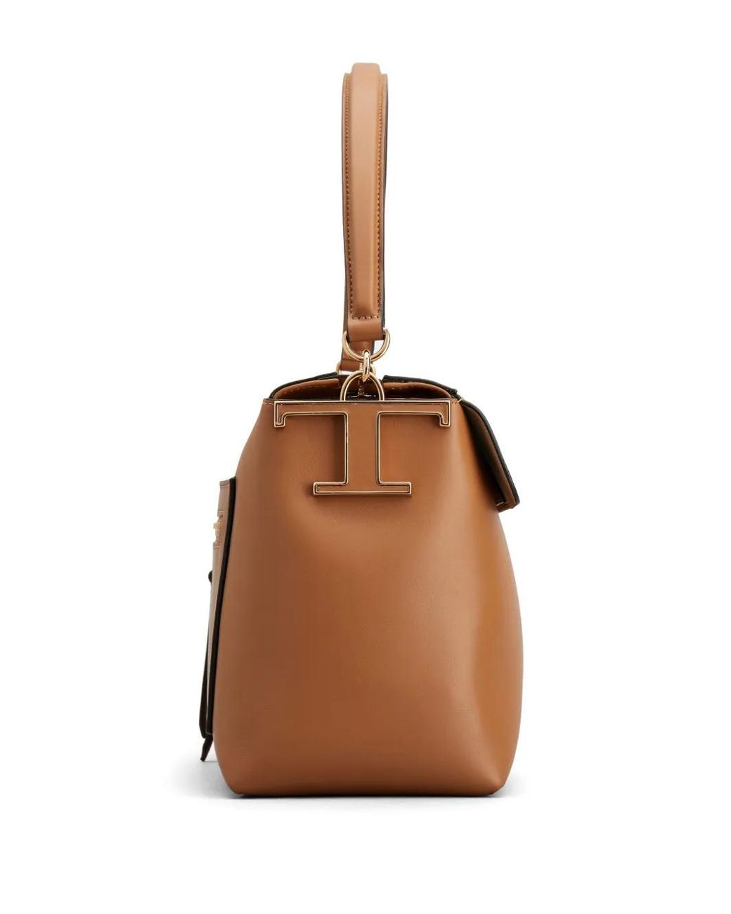 Tod's Brown Small T Case Boston Leather Shoulder Bag