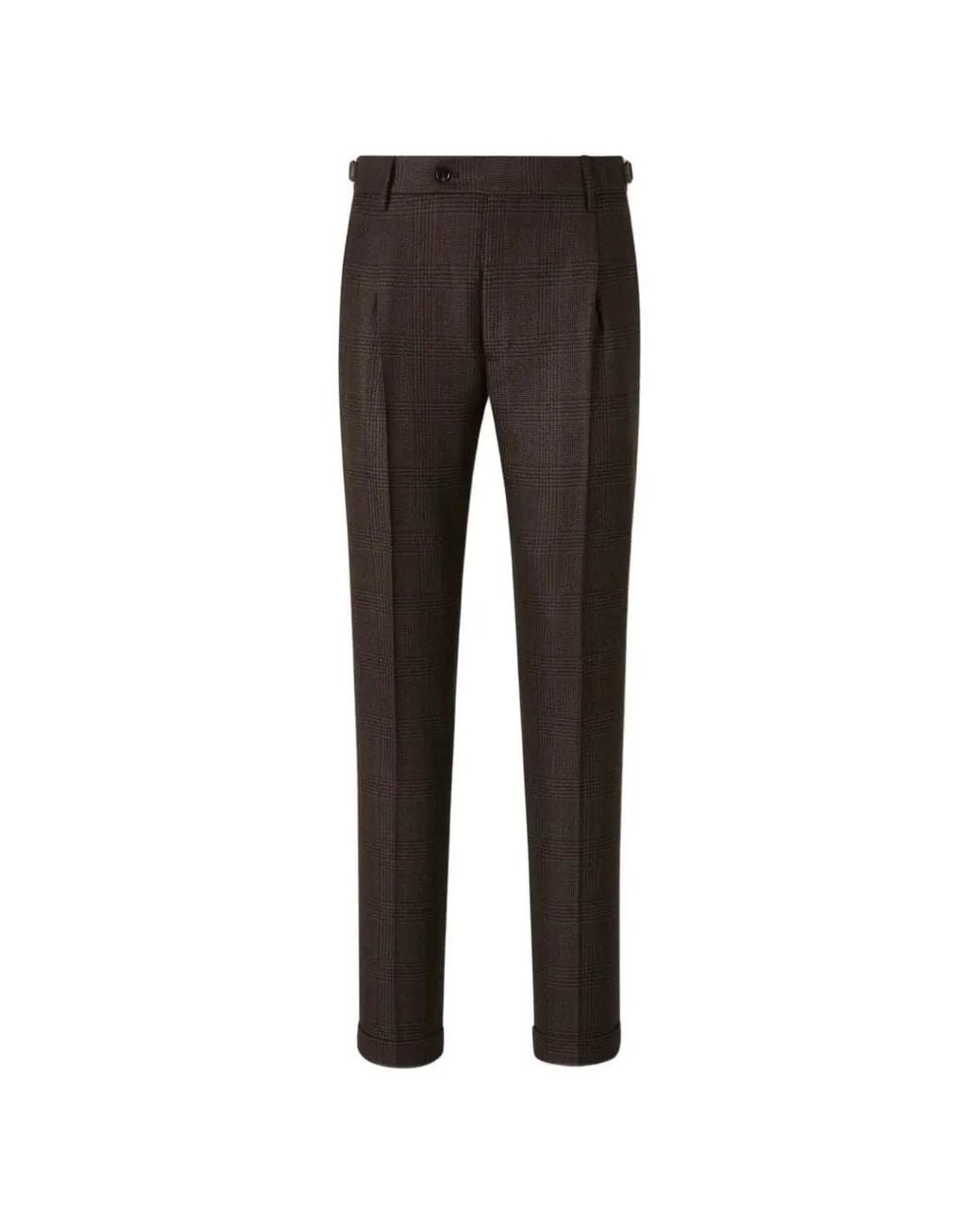 Berwich Black Retrolong Check-Pattern Pleated Trousers for men