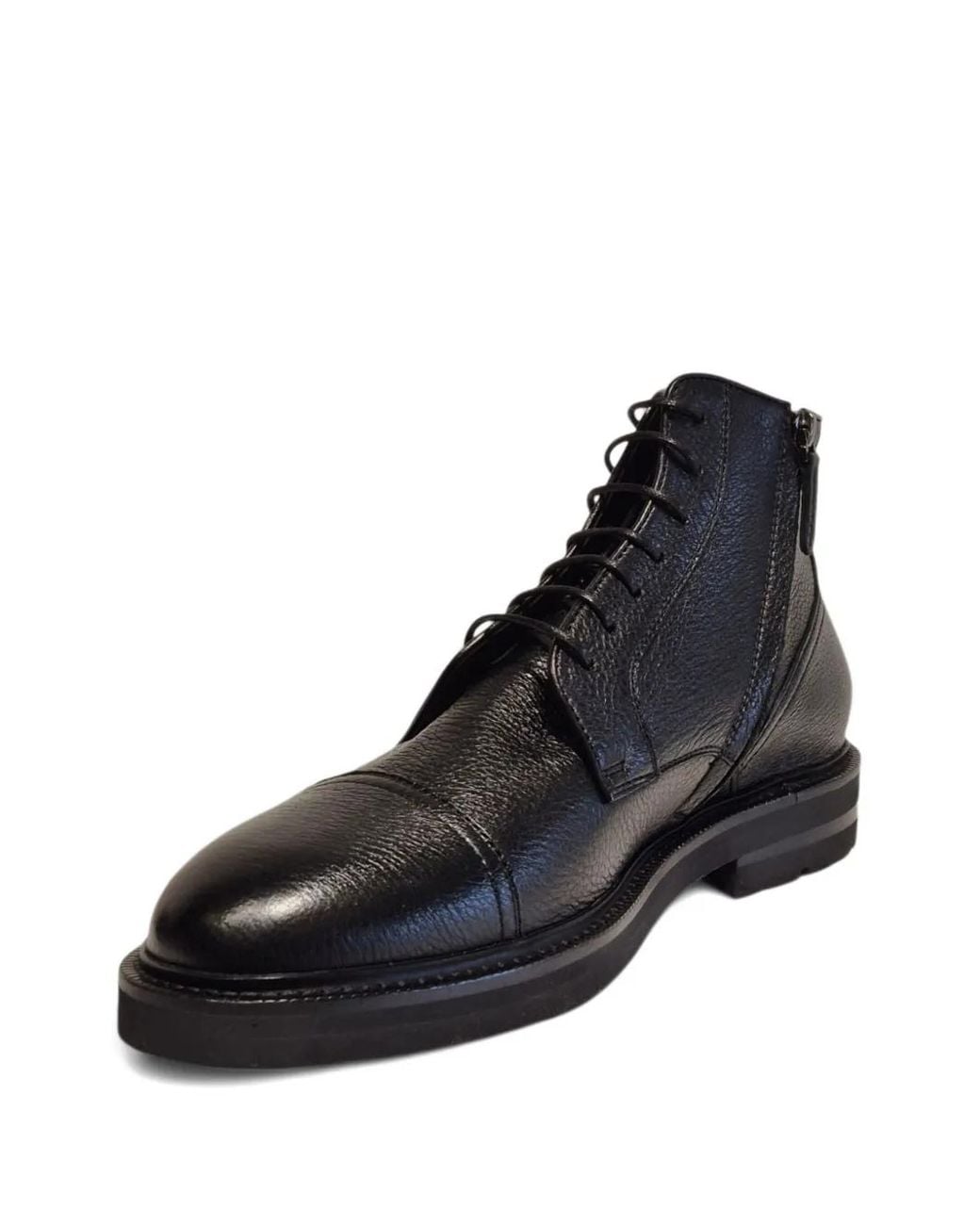 Henderson Black Lace-Up Leather Boots for men