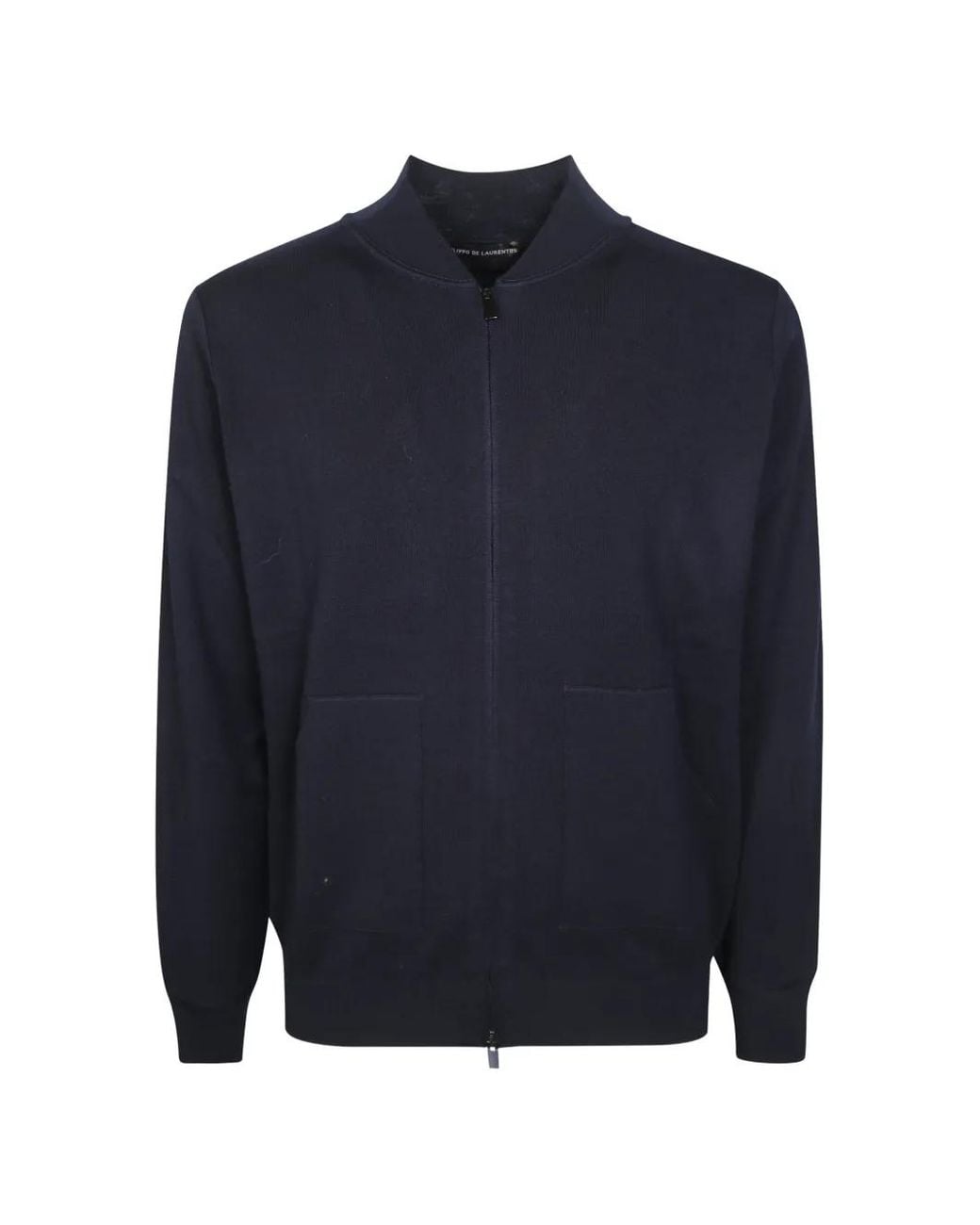 FILIPPO DE LAURENTIIS Blue Zip-Up Bomber Jacket for men