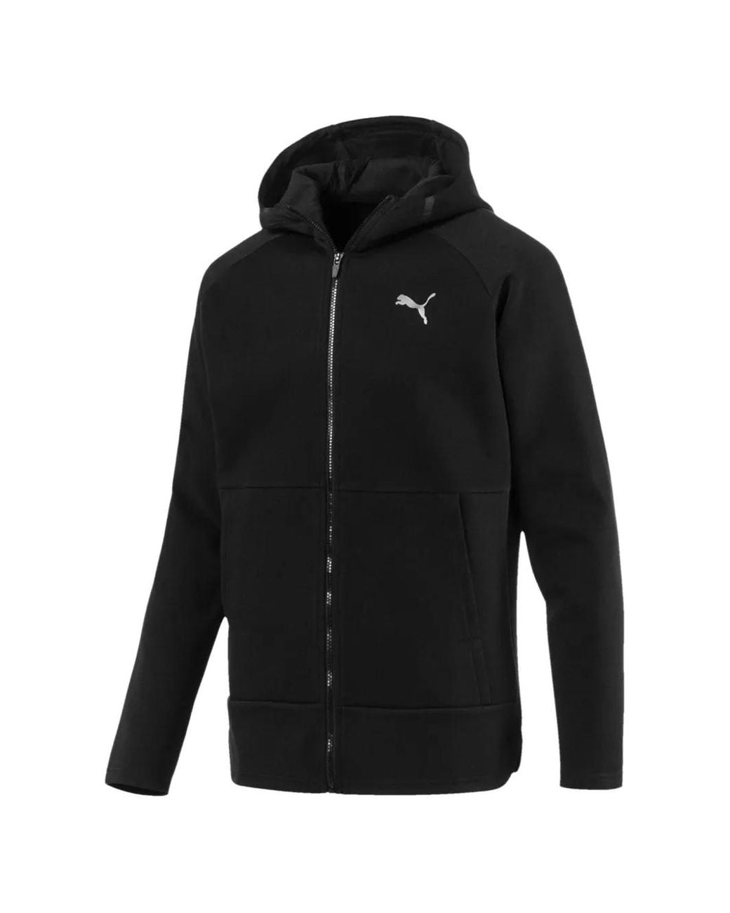 PUMA Black Hooded Zip-Up T-Shirt for men
