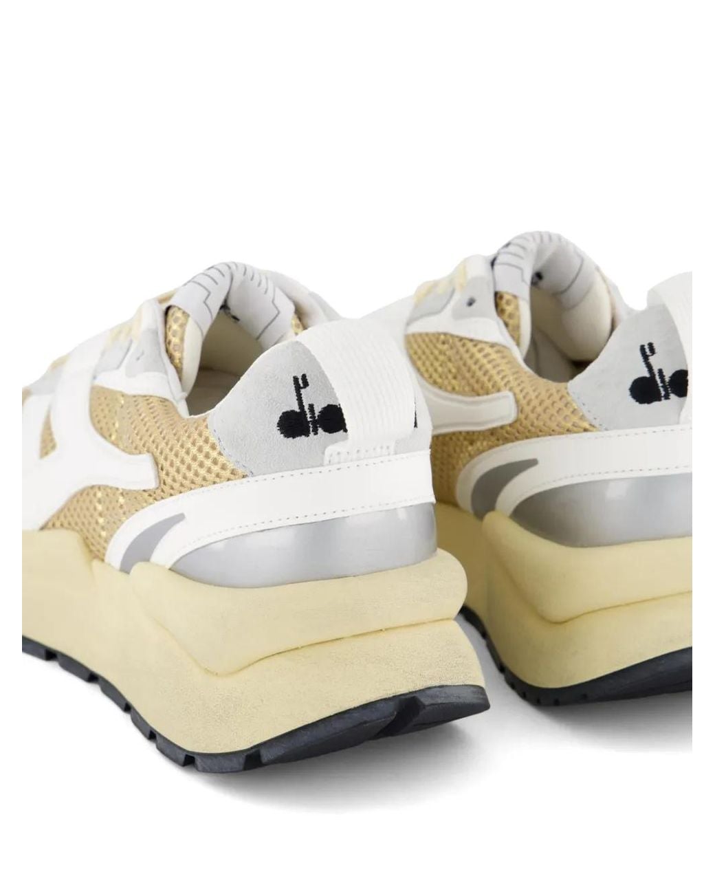 Diadora White Mercury Elite Mesh-Panels Low-Top Sneakers