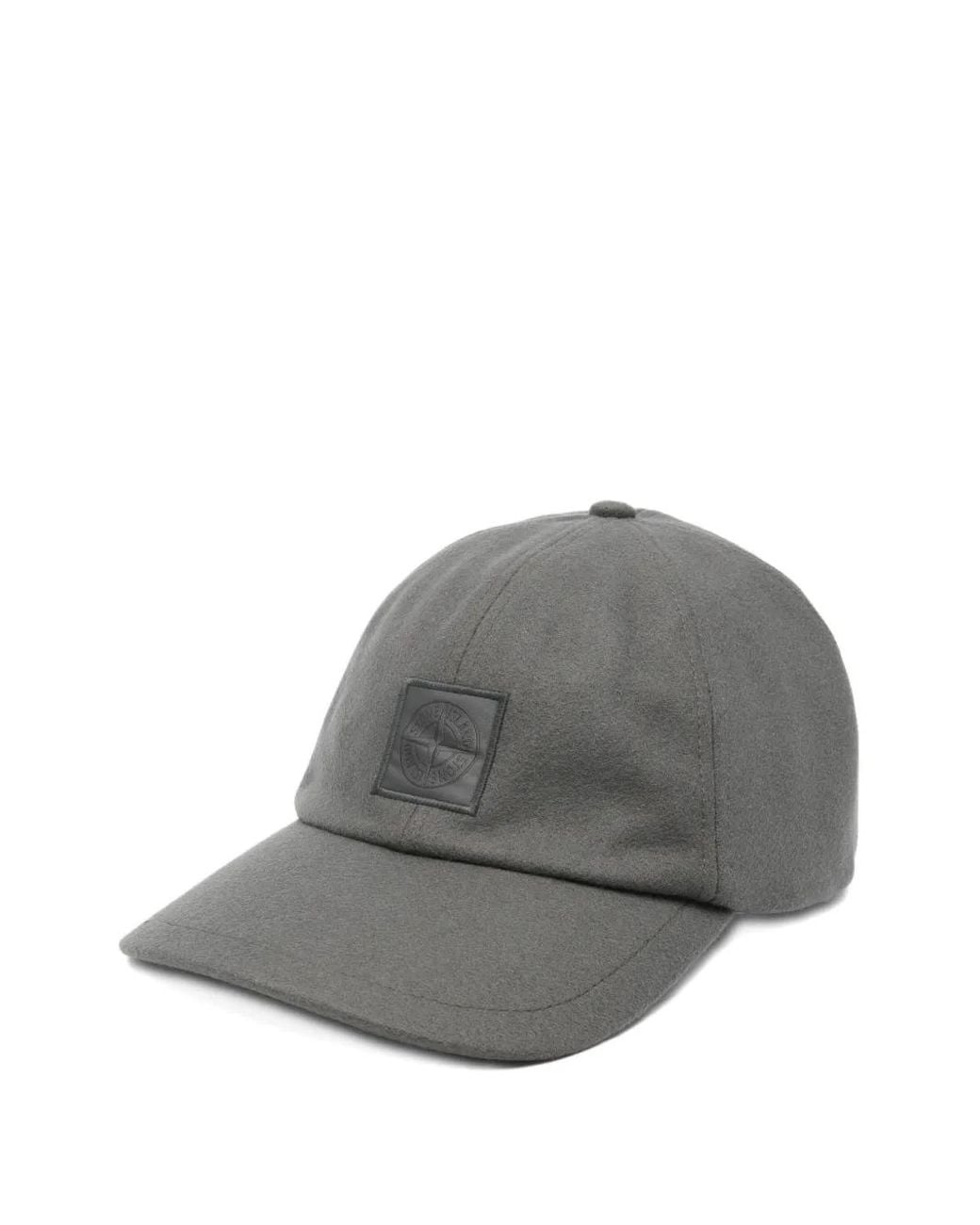 Stone Island Gray Logo-Plaque Cap Hat for men