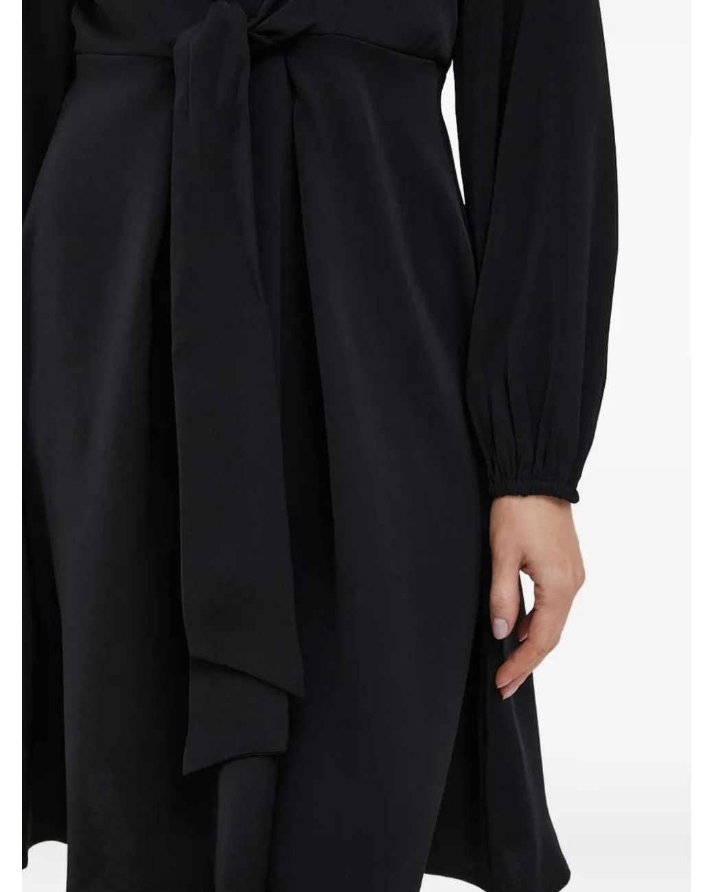 DKNY Black Tie-Fastening Long-Sleeve Dress