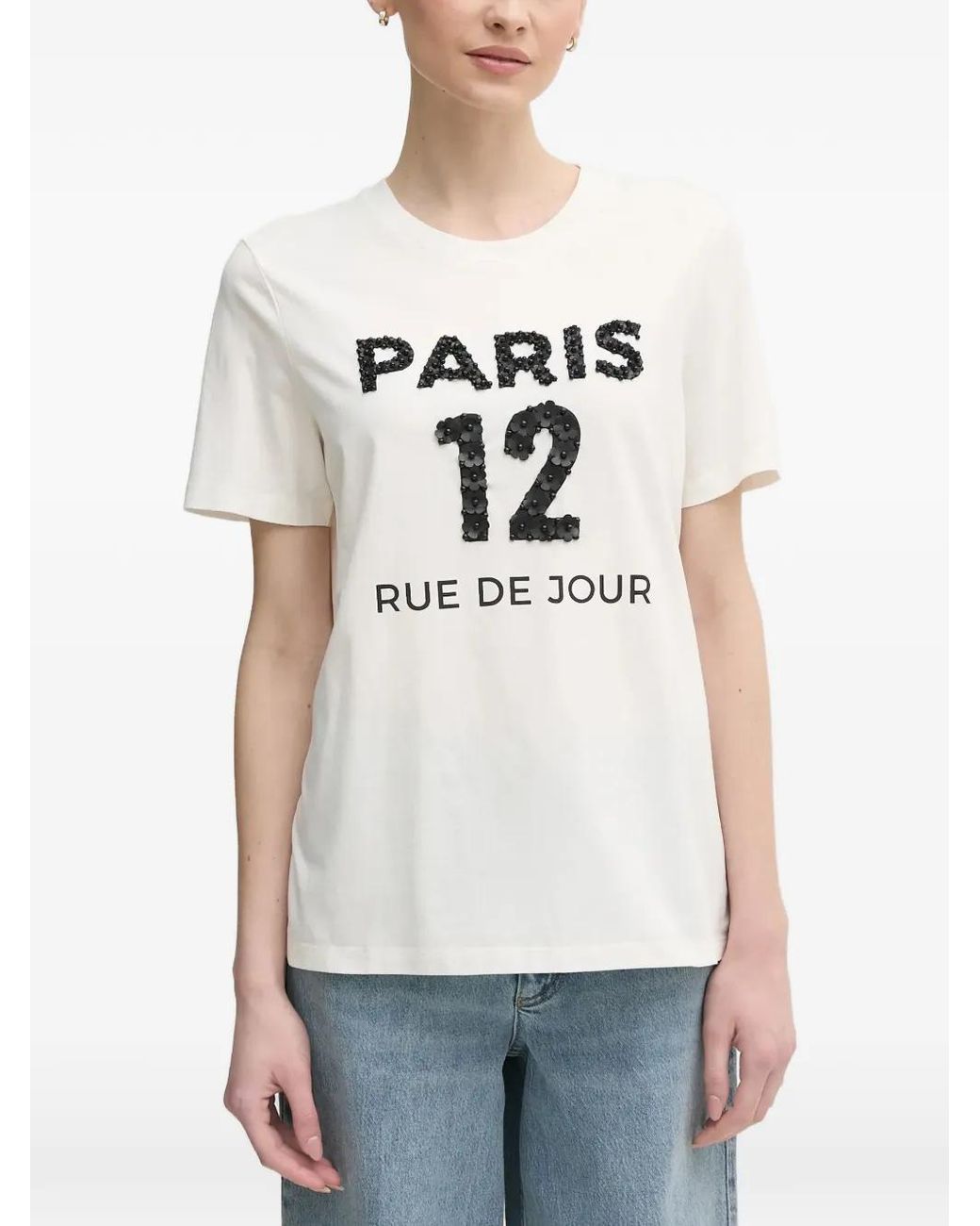 MARC AUREL White Embellishment T-Shirt