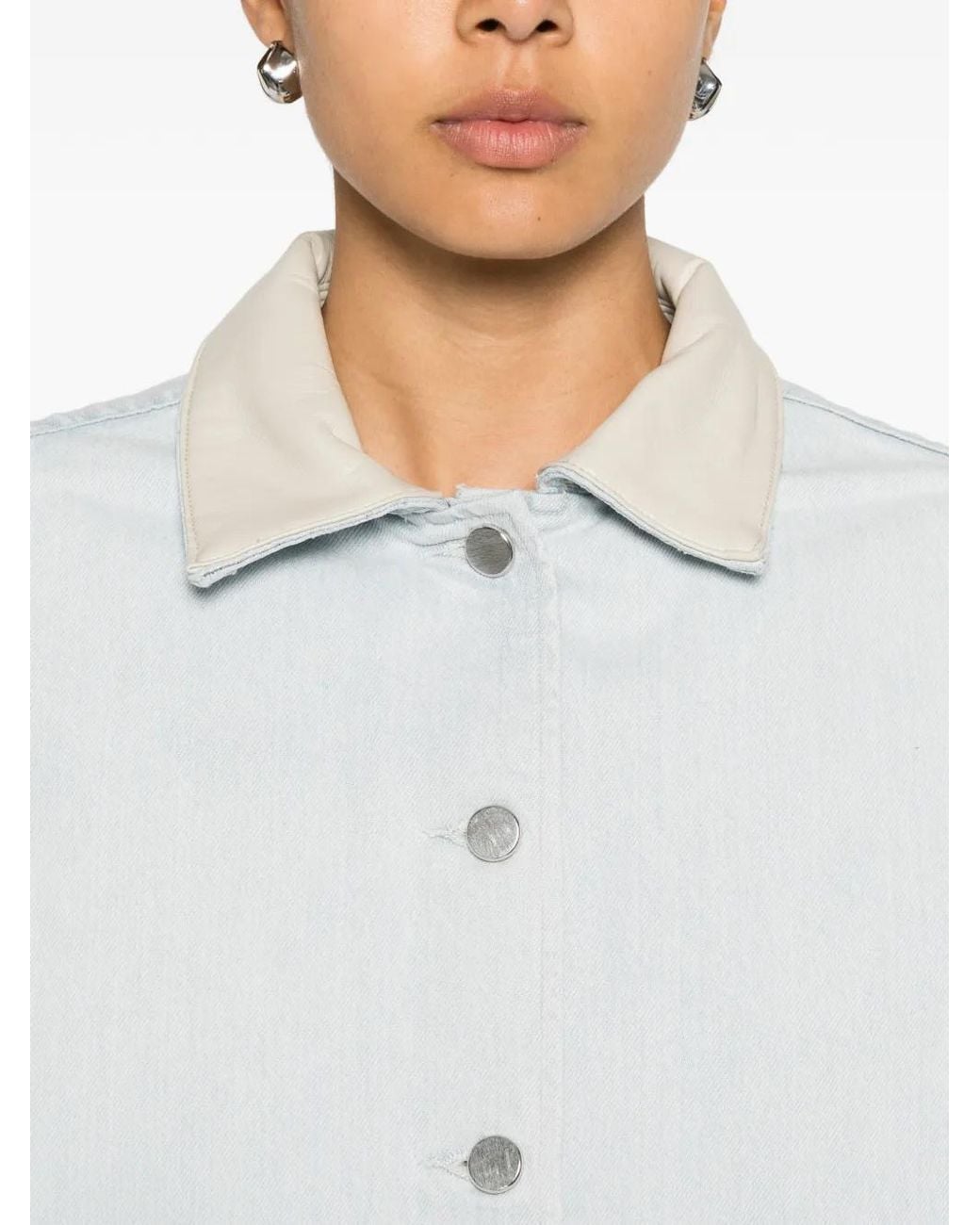 Agolde White Contrast-Collar Denim Jacket