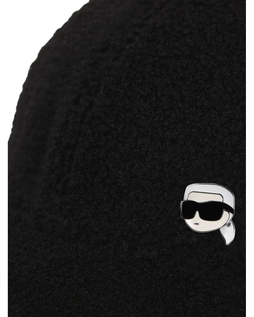 Karl Lagerfeld Black Casquette Ikon En Peau Lainée