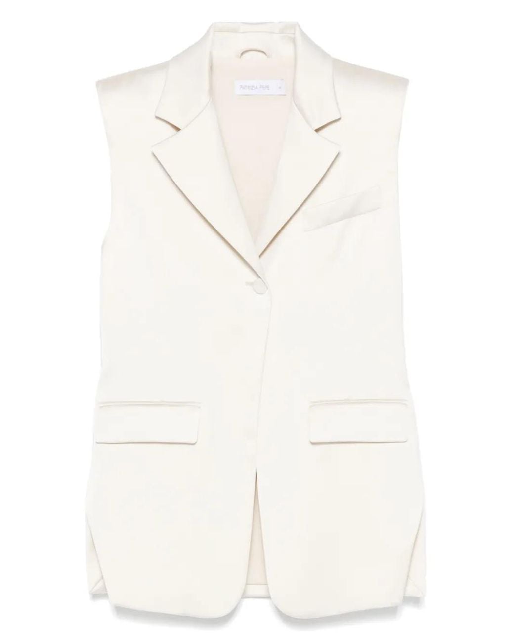 Patrizia Pepe White Satin-Finish Waistcoat