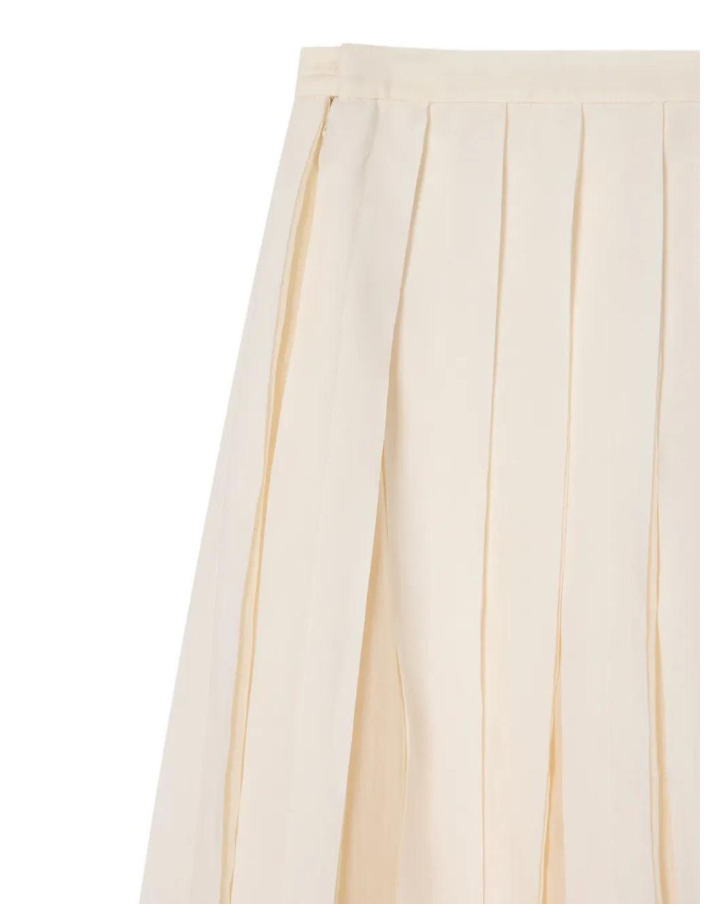 Paul Smith White Ecru Cotton-Silk Organza Pleated Skirt