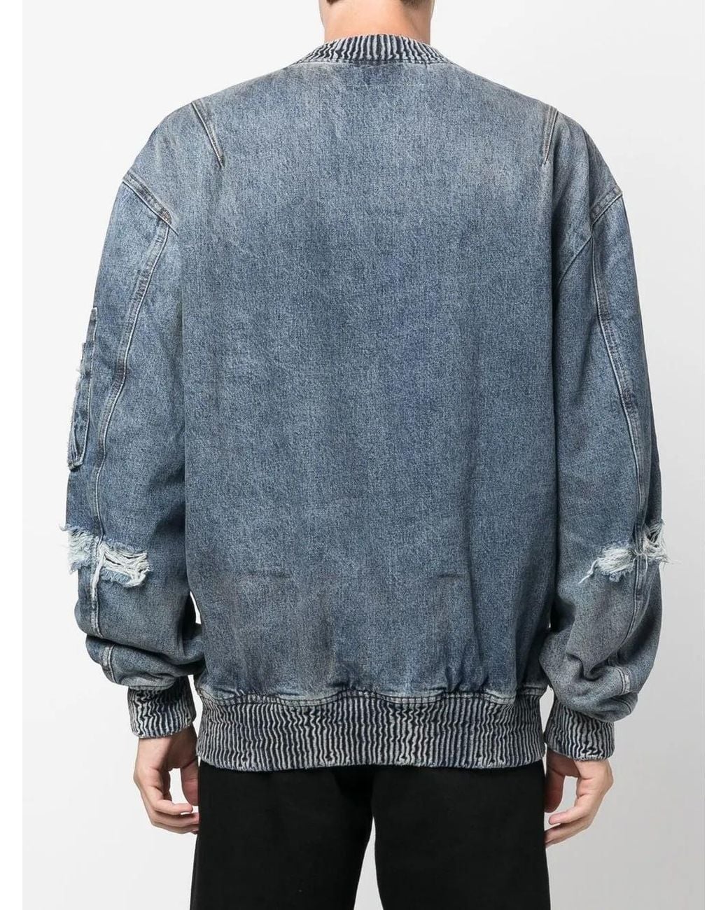 DIESEL Blue Denim Bomber Jacket for men