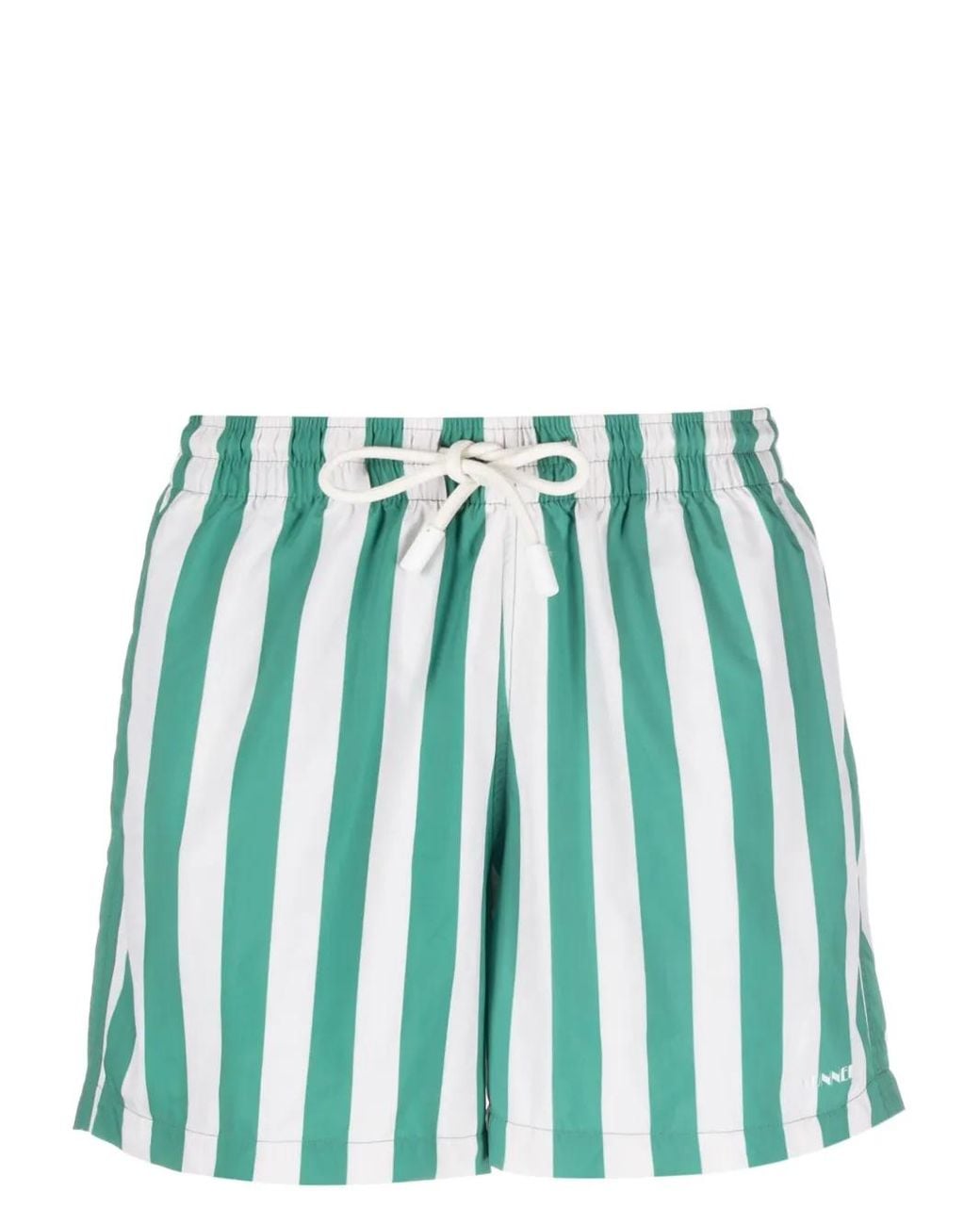 Sunnei Green Logo-Print Striped Swim Shorts for men