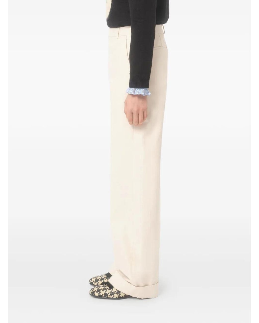 Valentino Garavani White Cuffed Cotton Canvas Pants for men