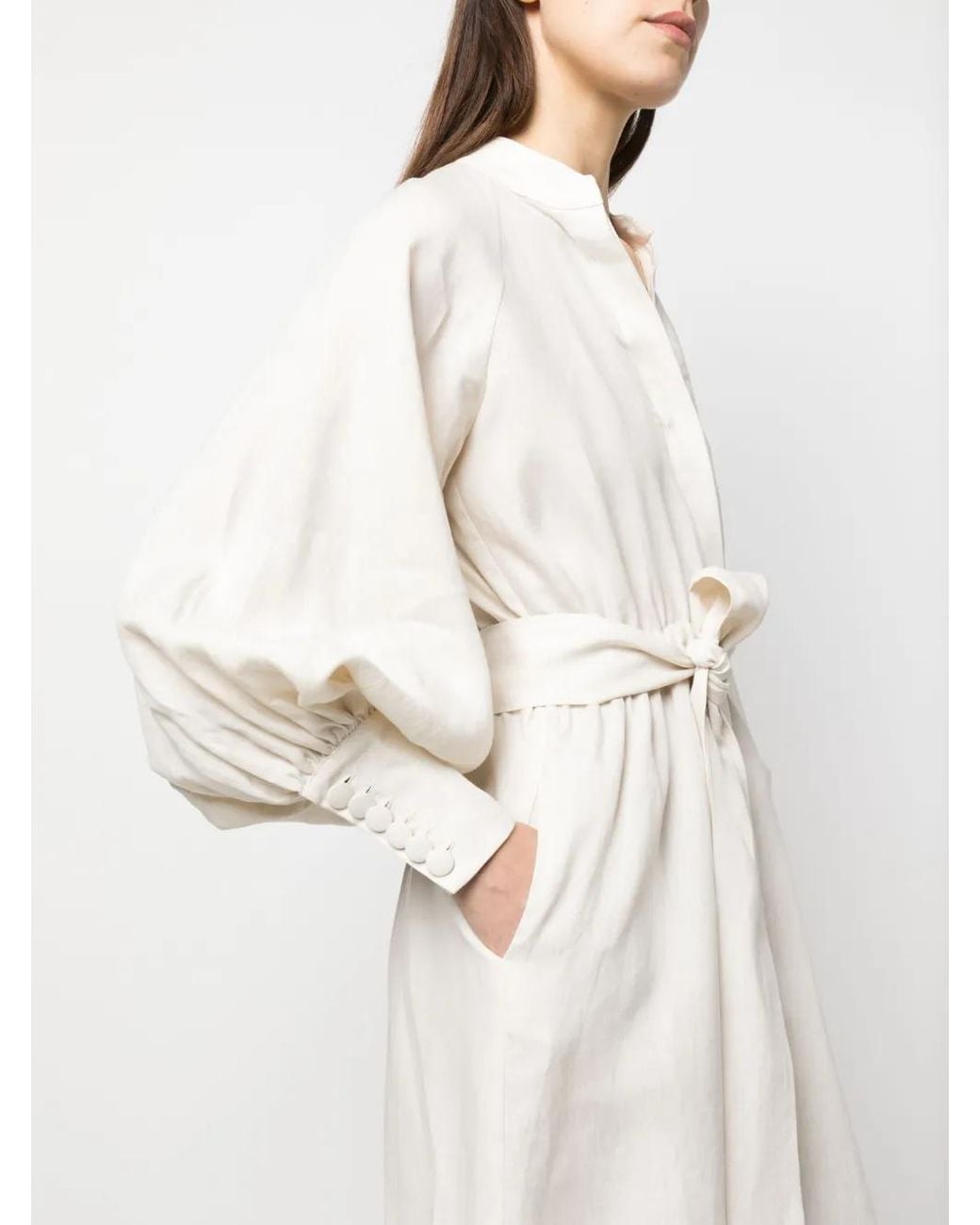 Eleventy White Belted Linen Dress
