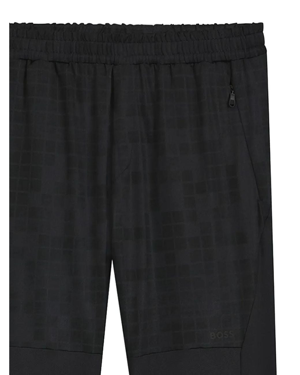 Boss Black Checkered-Panel Trousers for men