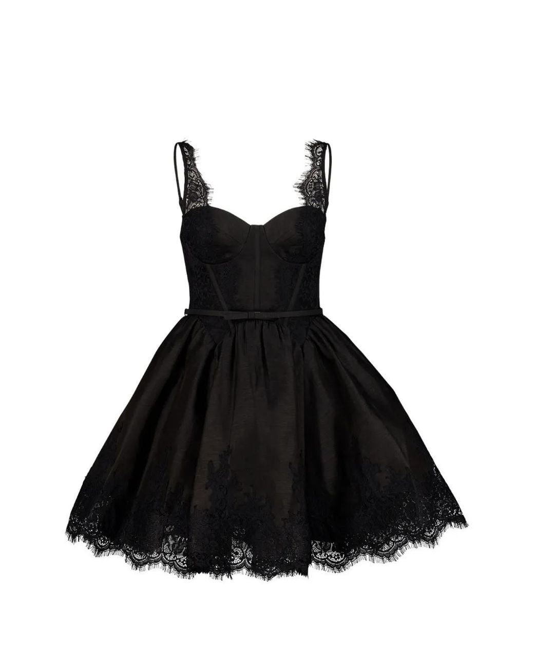 Zimmermann Black Valiant Lace Trim Mini Dress