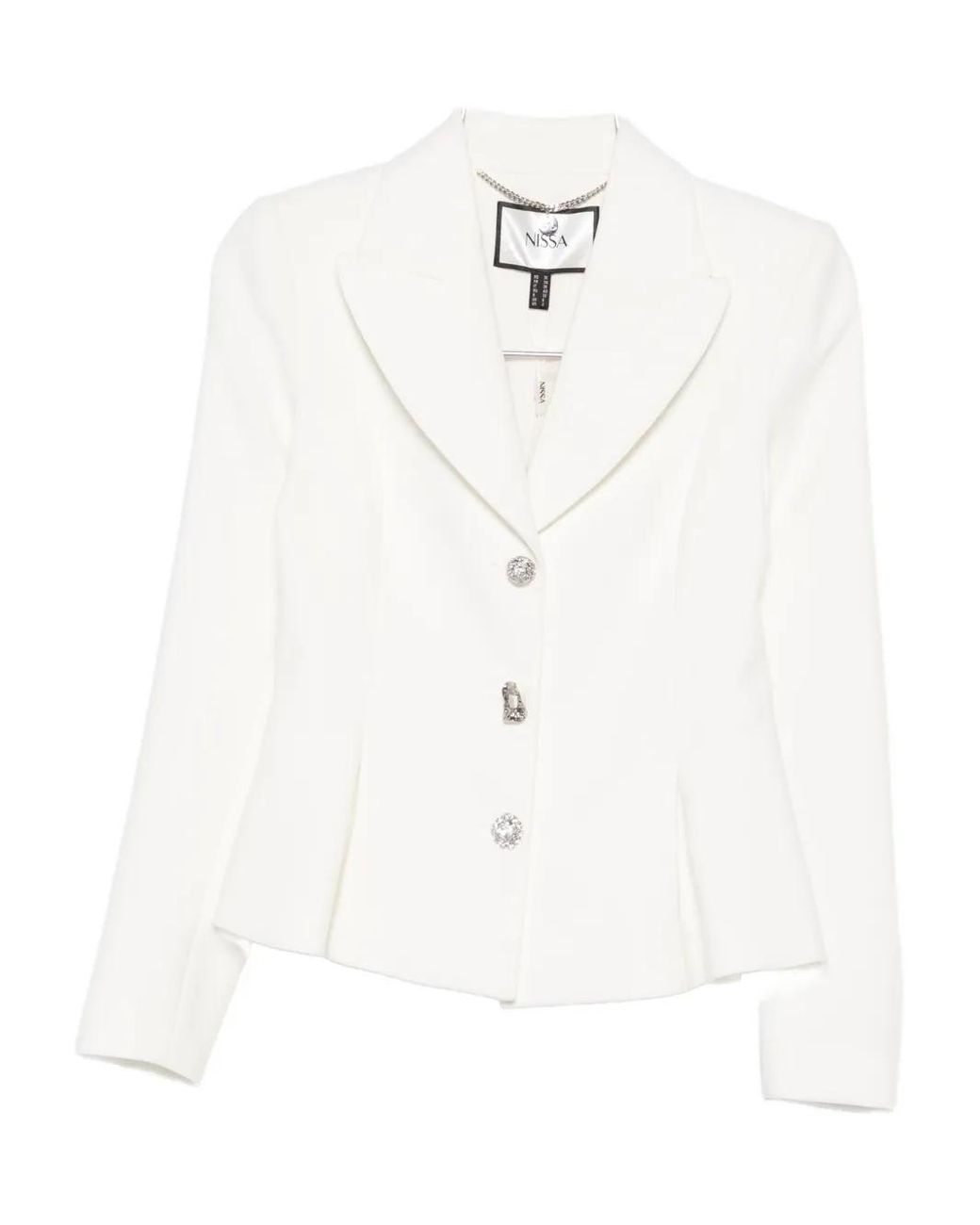 Nissa White Crystal-Embellished Single-Breasted Blazer
