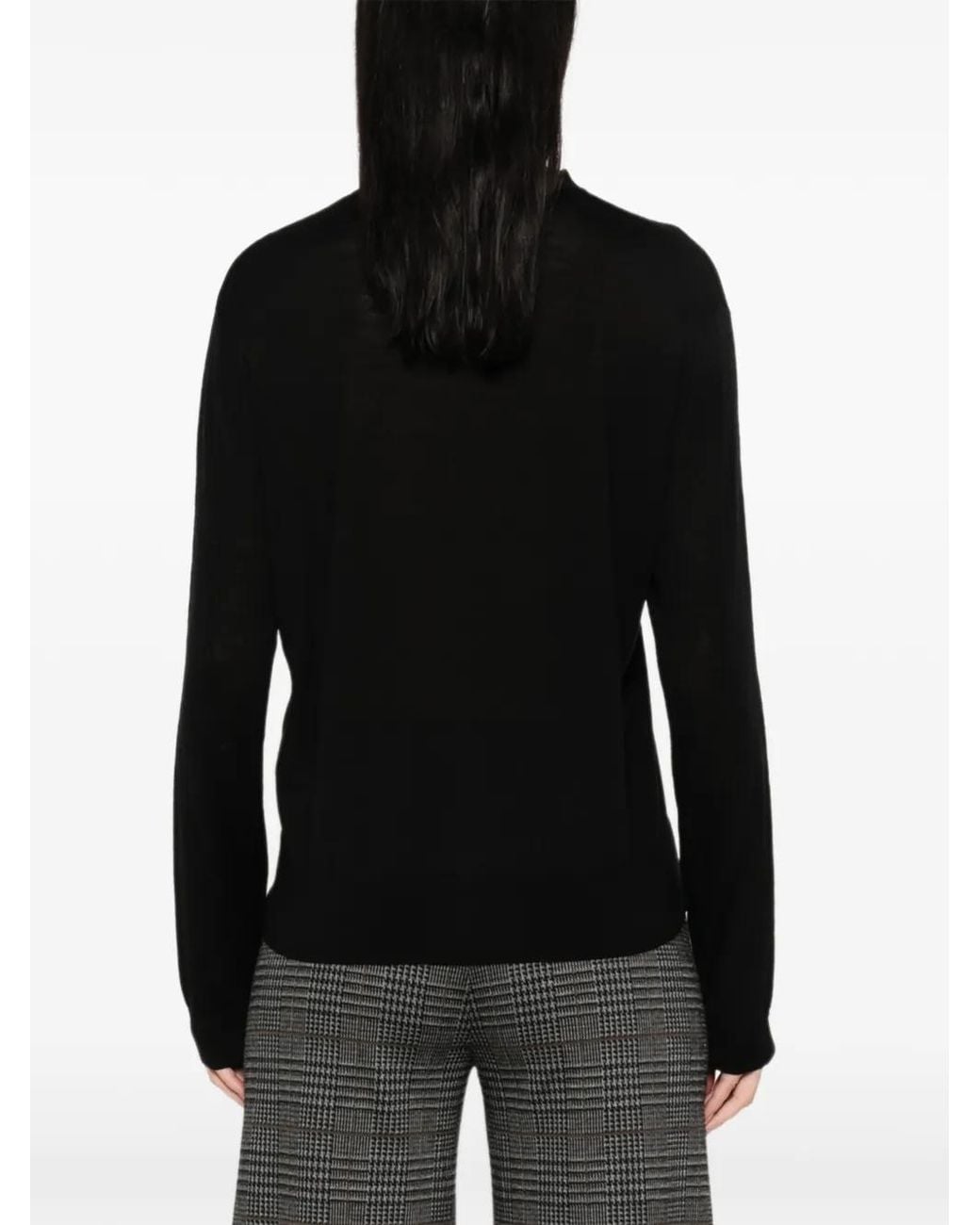 ViCOLO Black Button-Up Crew-Neck Sweater