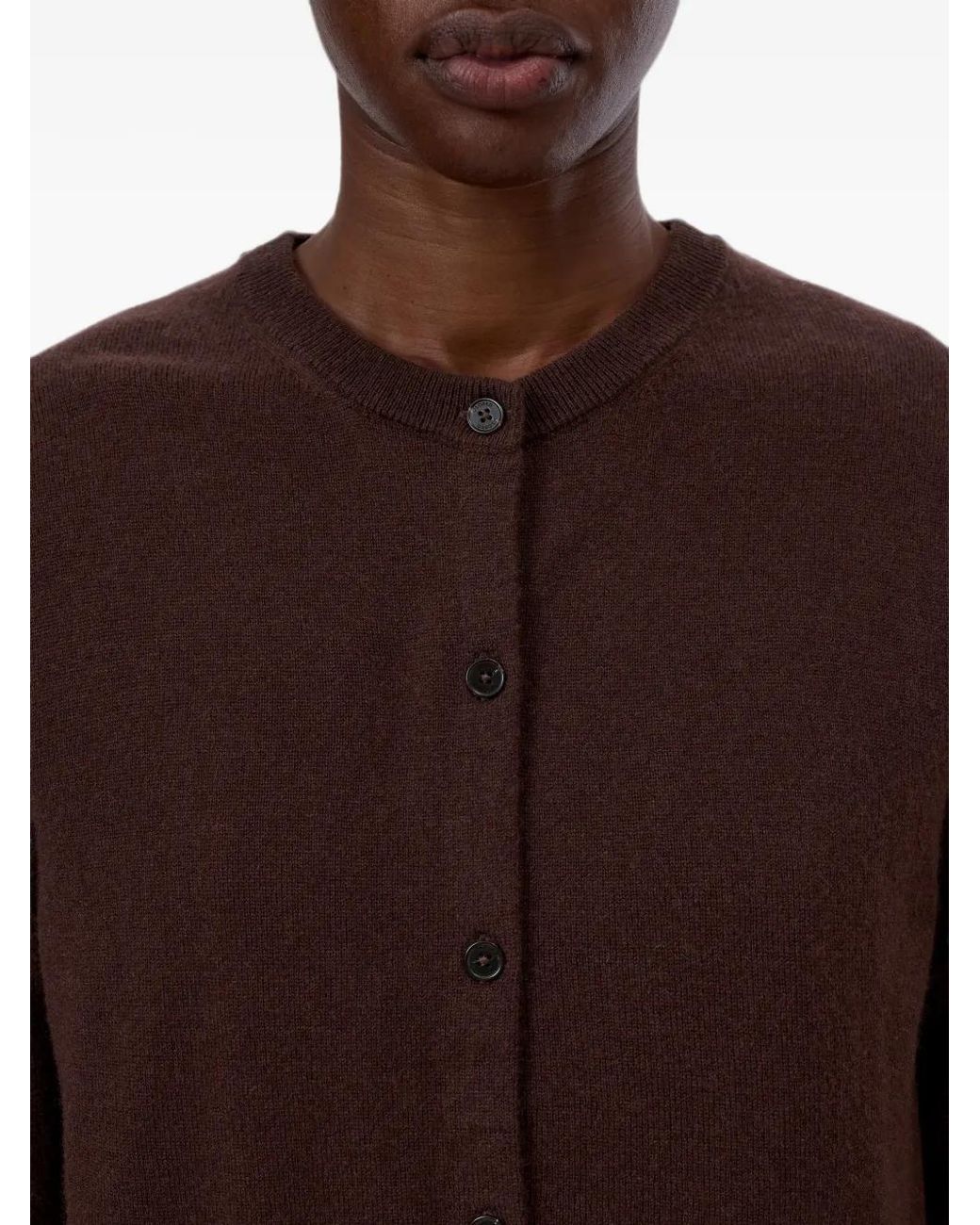 Closed Brown Button-Up Crew-Neck Cardigan