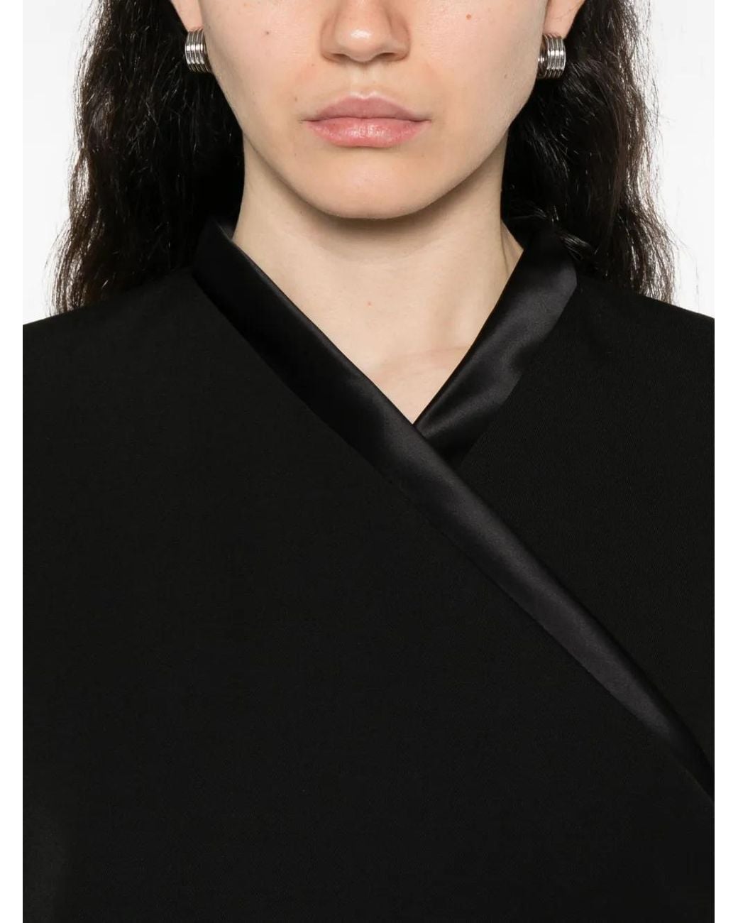 Casablanca Black Satin-Trimmed Wrap Jacket