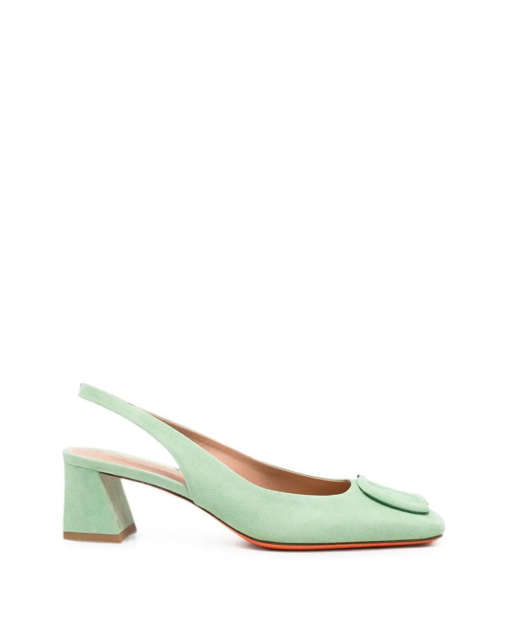 Santoni Green Buckle-Detail Slingback Pumps