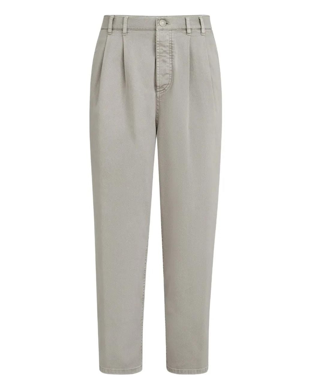 Brunello Cucinelli Gray Double-Pleat Five-Pocket Jeans for men