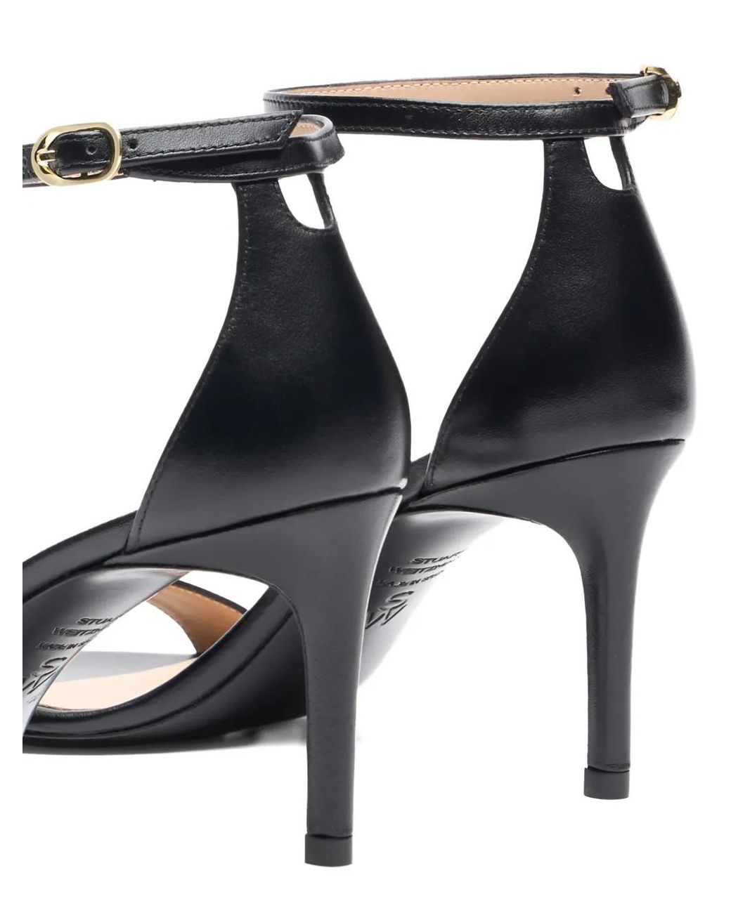 Stuart Weitzman Black Ankle-Strap Leather Sandals