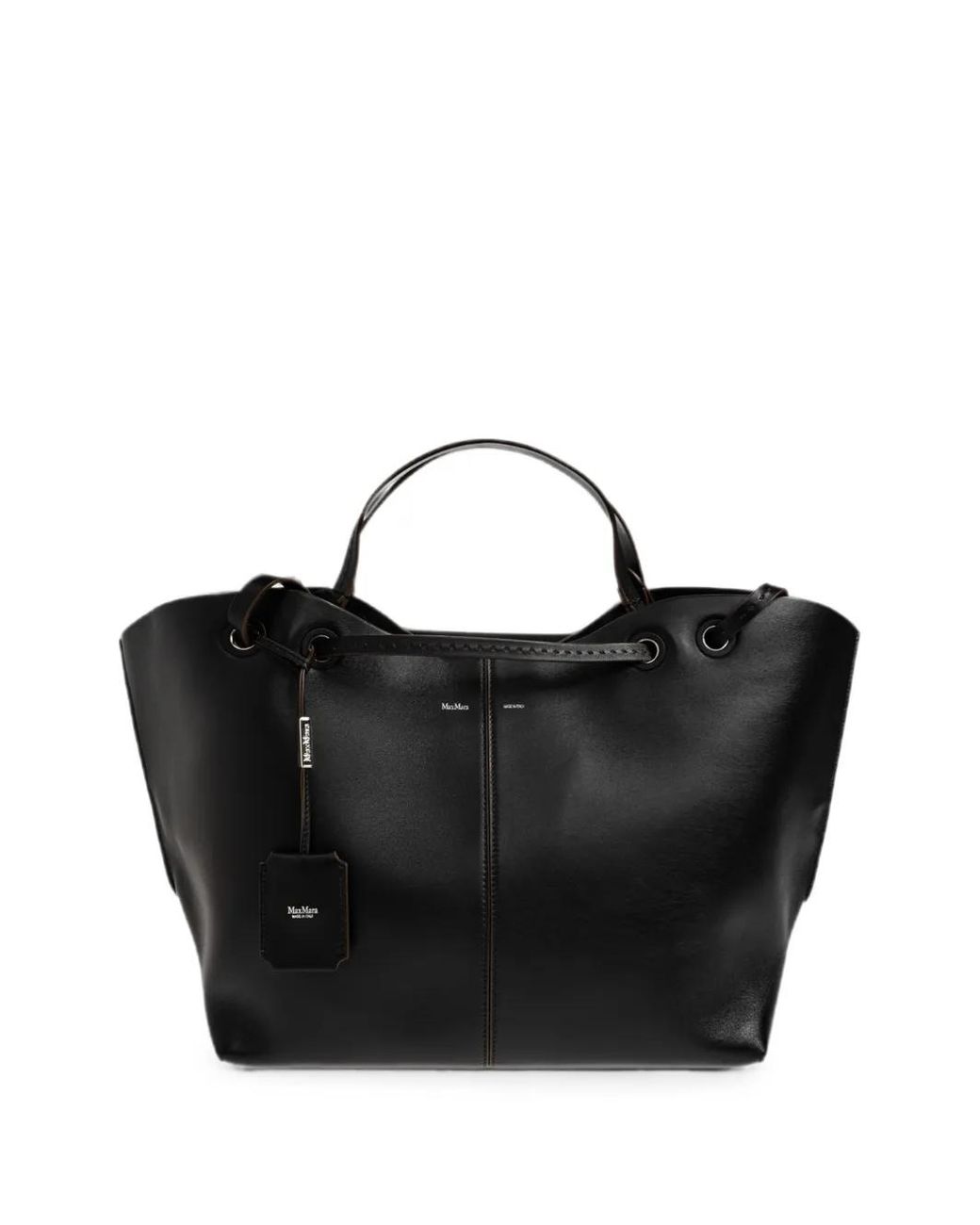Max Mara Black Mixed Doubles Leather Tote Bag