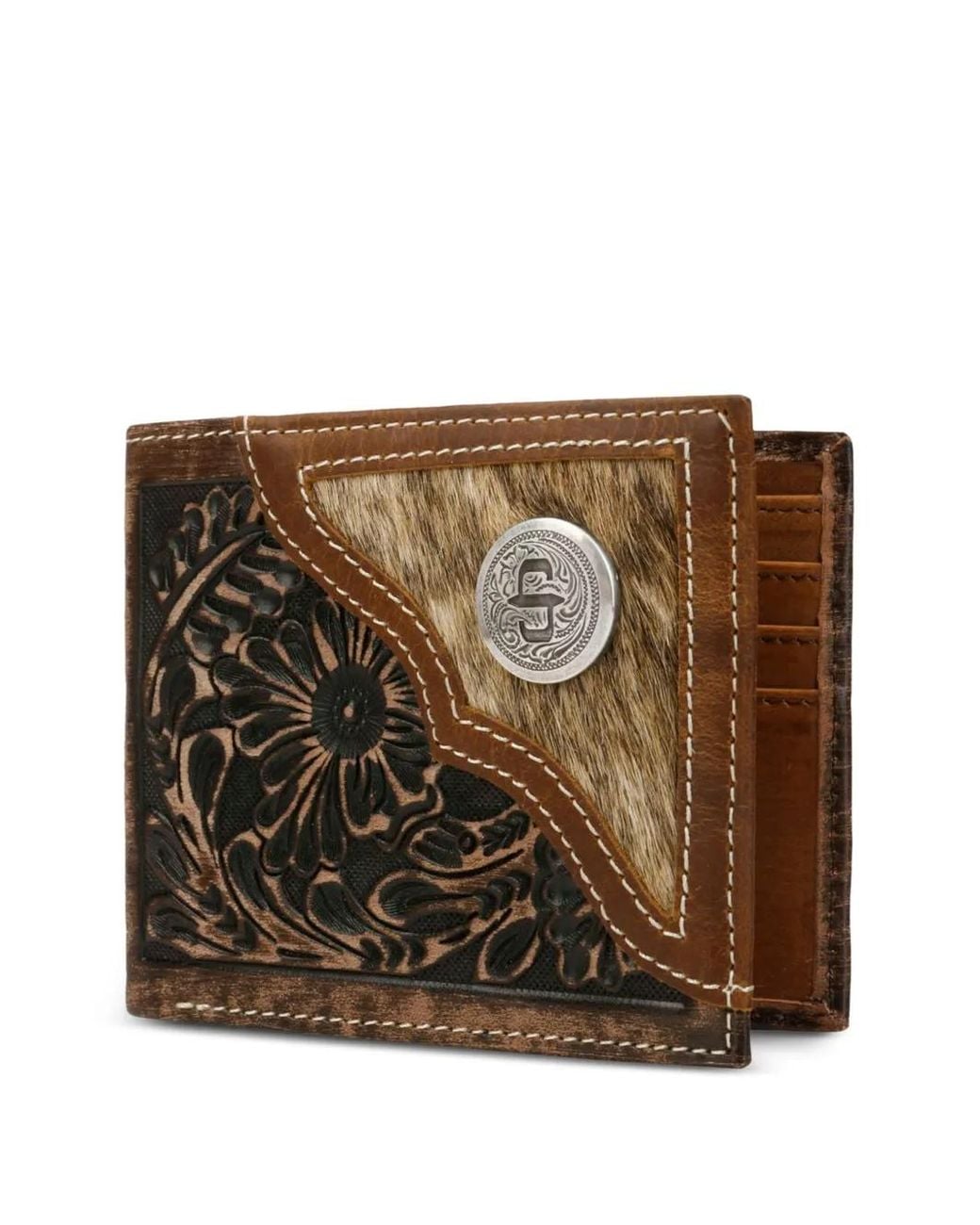 Stetson Brown Portefeuille À Motif Floral Estampé for men