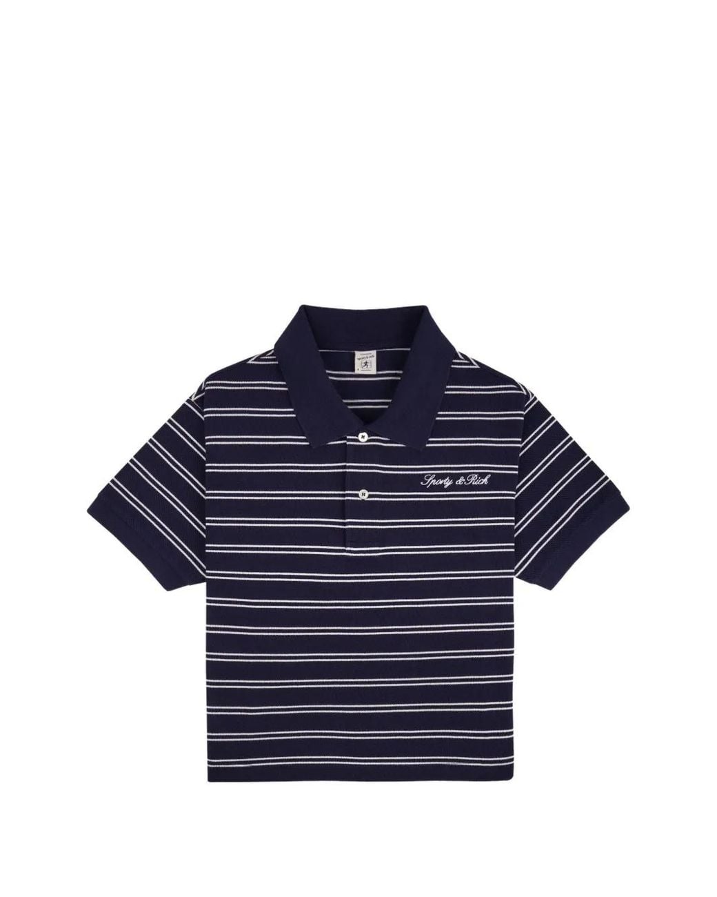 Sporty & Rich Blue Logo-Embroidered Striped Polo Shirt for men