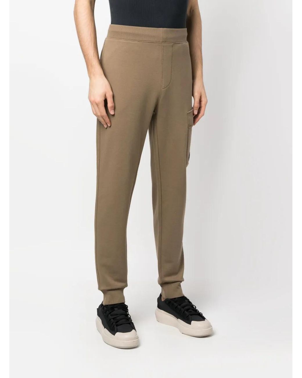 C P Company Natural Side Logo-Patch Track Pants for men