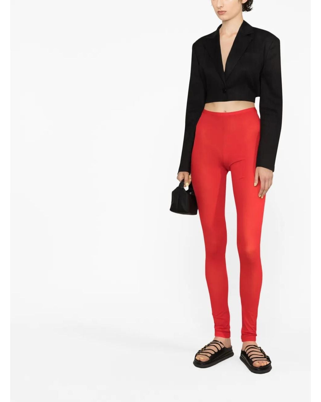 Raf Simons Red Logo-Patch Leggings