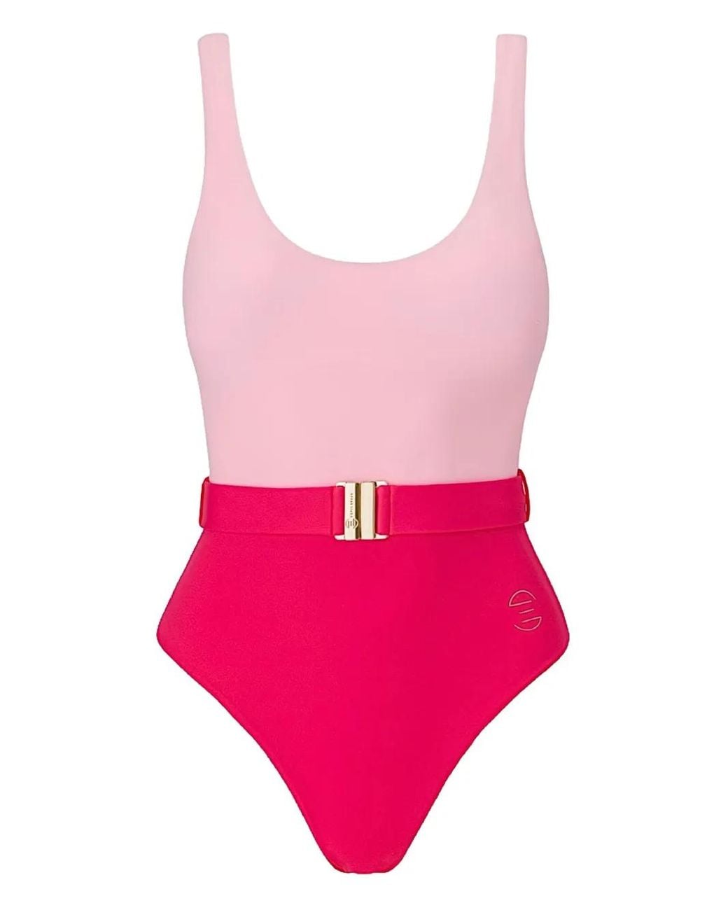 SOFIA ERHAN Pink Belted Colour-Block Swimsuit