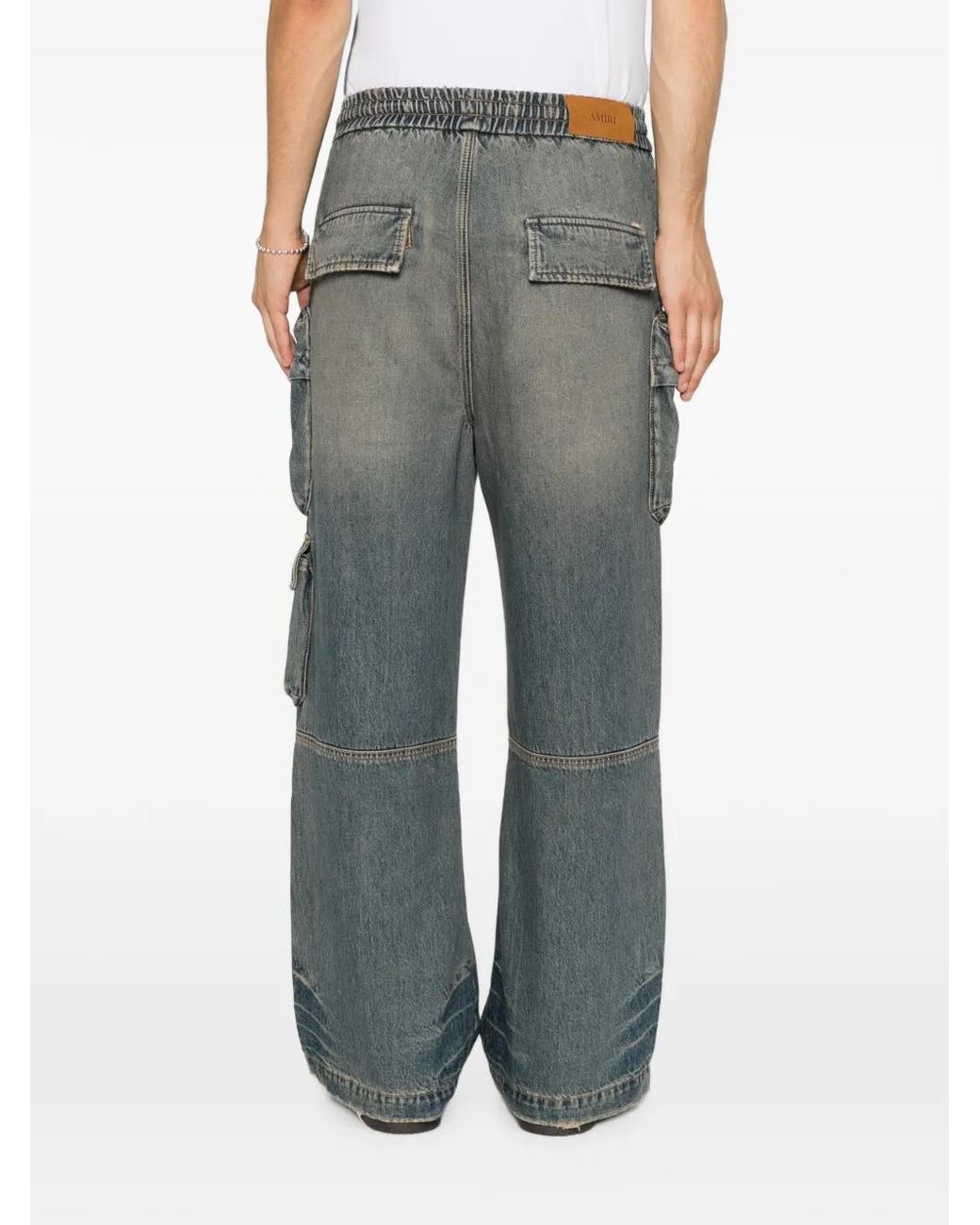 Amiri Gray Drawstring-Waist Cargo Pants for men