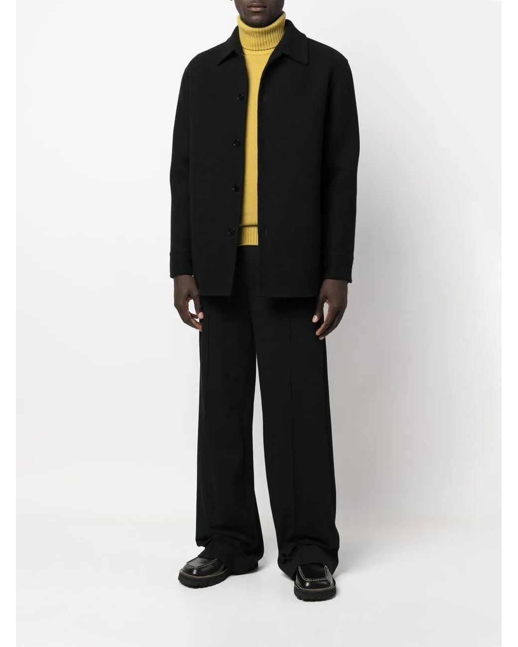 Jil Sander Black Button-Up Wool Shirt Jacket for men