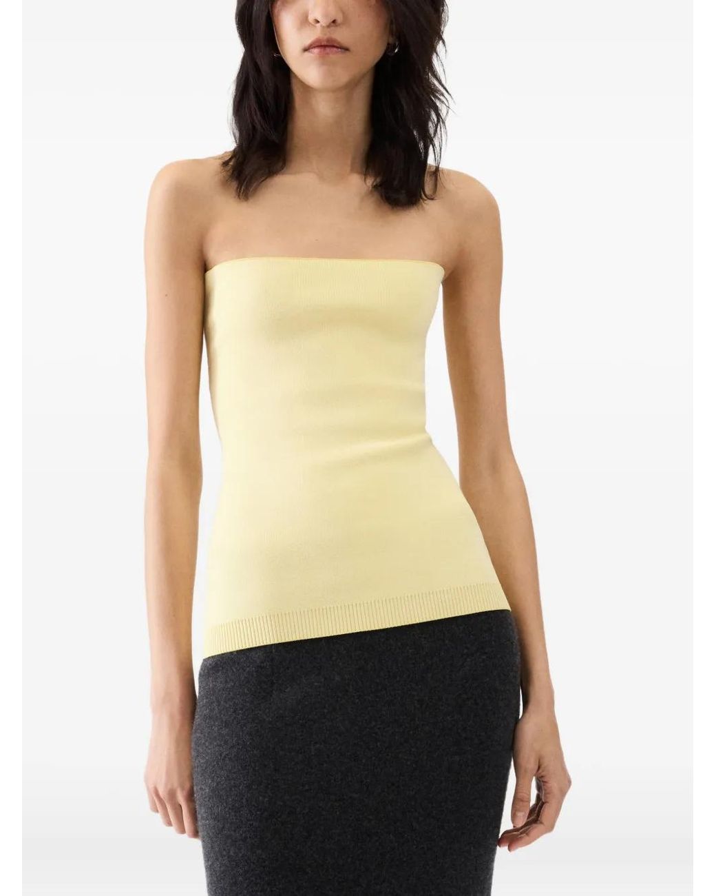 Jacquemus Yellow Strapless Knitted Top