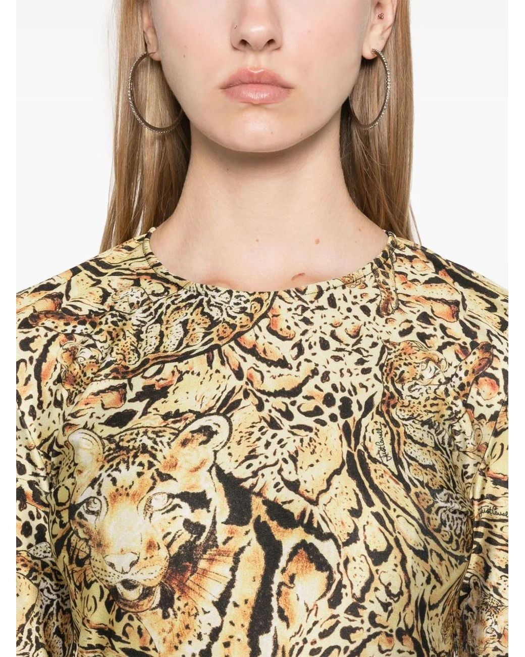Just Cavalli Natural Tiger-Print Jersey Mini Dress